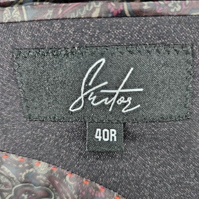 Suitor Black Red Slim Fit 2 Button Double Vented Peak Suit Blazer Sport Coat 40R
