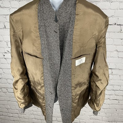 VTG TJW Mervyn's Grey Woven 2 Button Notch Blazer Sport Coat USA Made Size 42R