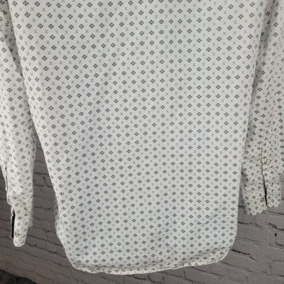 Rafter C White Black Cowboy Collection Pearl Snap Long Sleeve Shirt Medium M