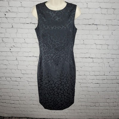 Jay Godfrey Black Leopard Sleeveless Stretch Lined Slit Knee Length Dress 10