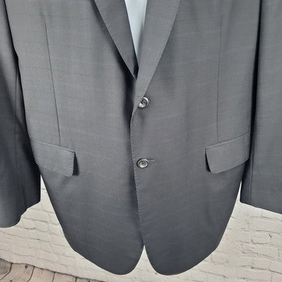 Royal Classic Black Purple Pinstriped 2 Button Notch Blazer Sport Coat USA 45L