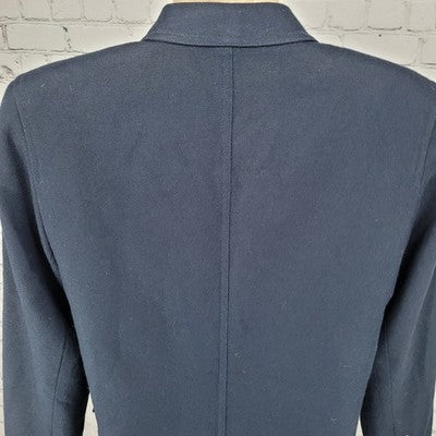 VTG Liz Sport Claiborne Navy Wool Button Notch Lined Blazer Suit Jacket Size 6P