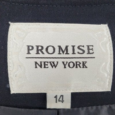 Promise New York Black Rhinestone Trim Embellished Brooch Lined Jacket Size 14