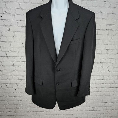 VTG Nino Cerruti Black 2 Button Ventless Notch Blazer Sport Coat USA 42L *defect