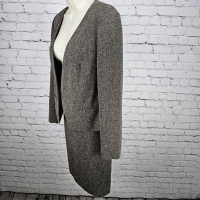 Worthington Brown 1 Button Jacket 2 Piece Slit Suit Set Outfit Small S Skirt 6