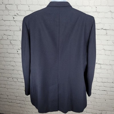 VTG MW Navy Wool Blend 2 Button Vented Notch Blazer Sport Coat USA Size 50L
