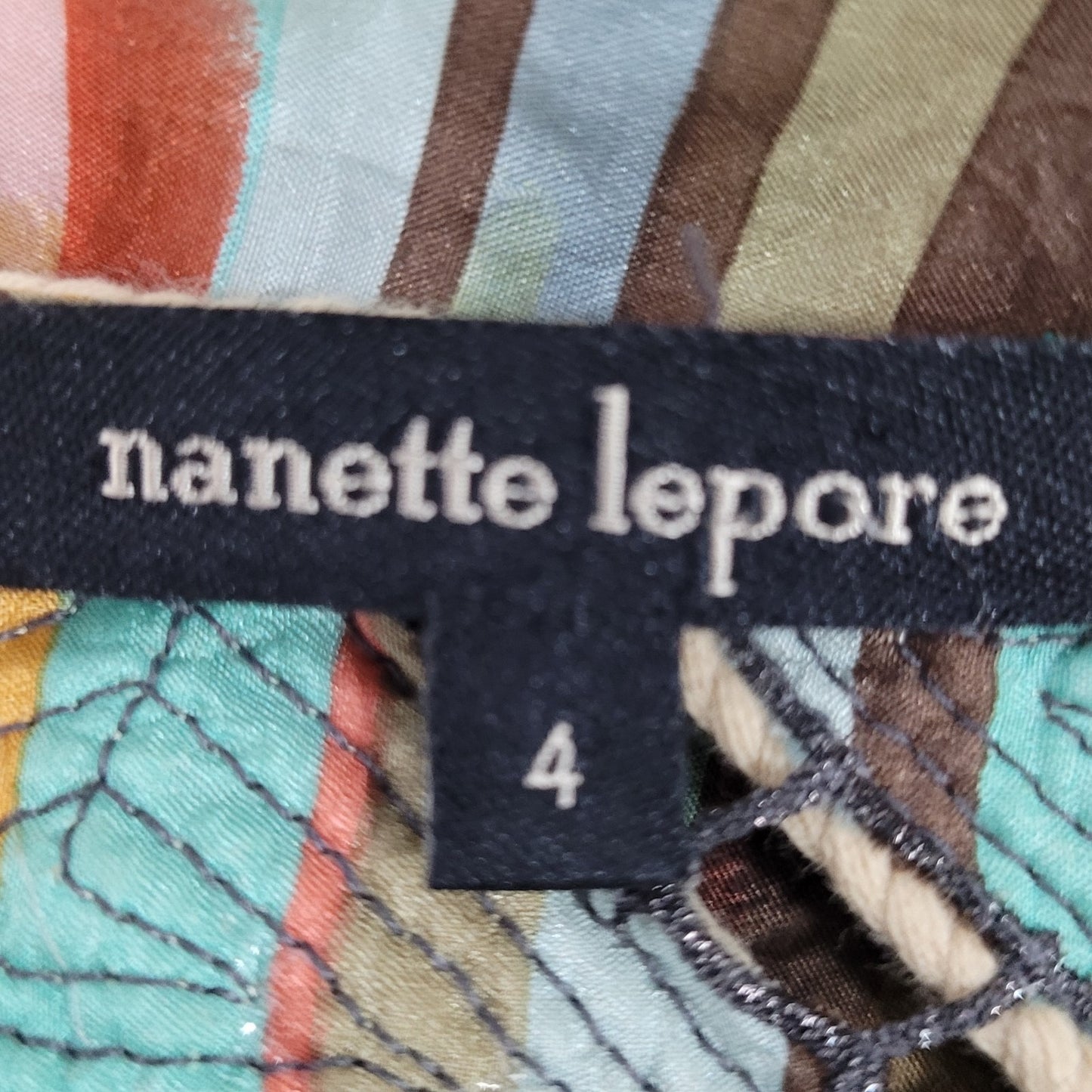 Nanette Lepore Multicolor 100% Silk Shell Accents Striped Lightweight Dress 4