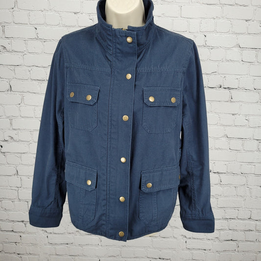 KUT From The Kloth Navy Canvas Zip Unlined Military Utility Jacket Medium M