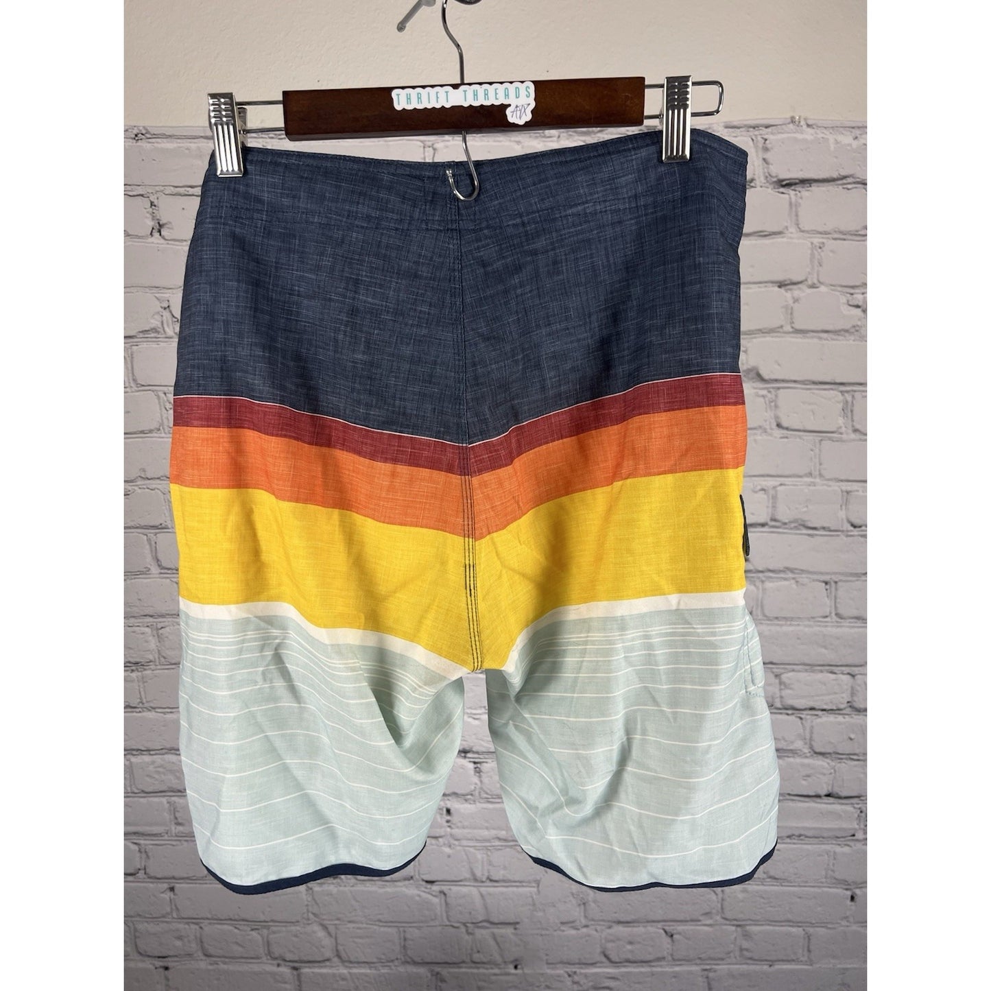 Rip Curl Surf Craft Board Shorts Striped Sunset Colors Pocket Men's Size 34