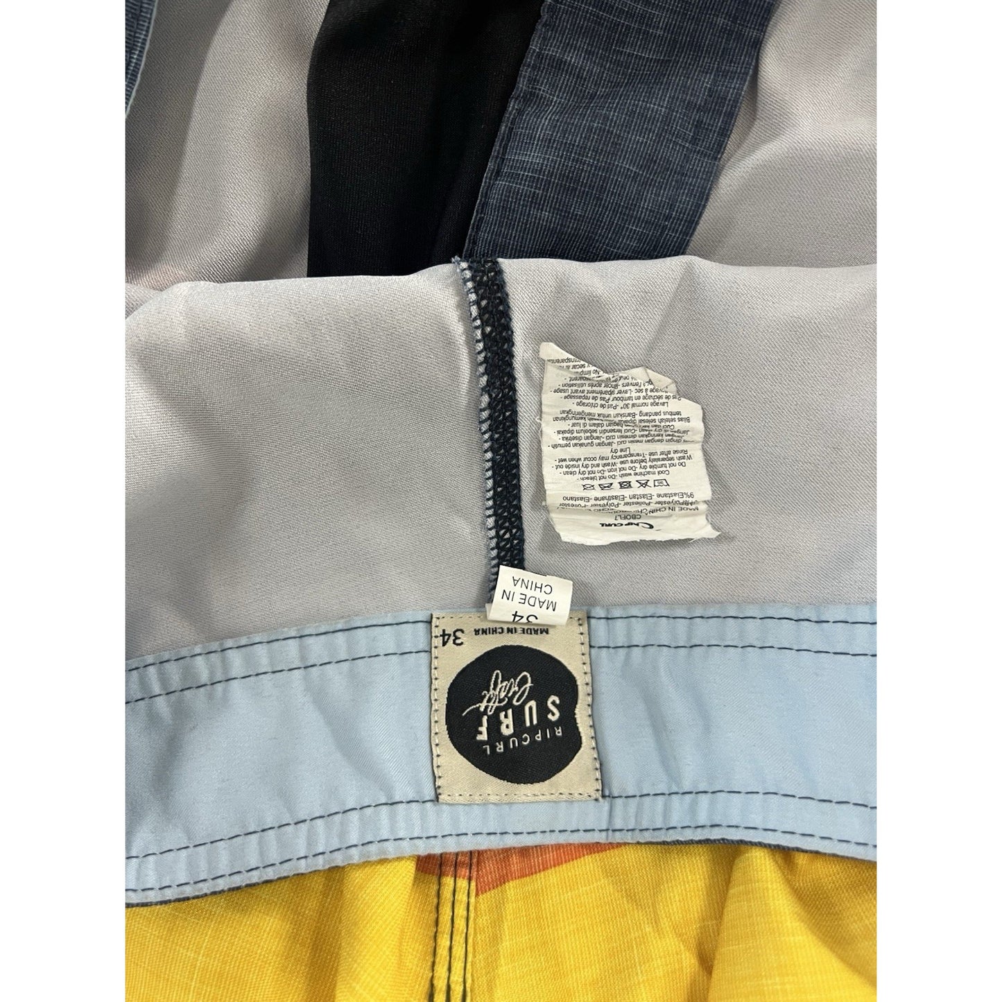 Rip Curl Surf Craft Board Shorts Striped Sunset Colors Pocket Men's Size 34