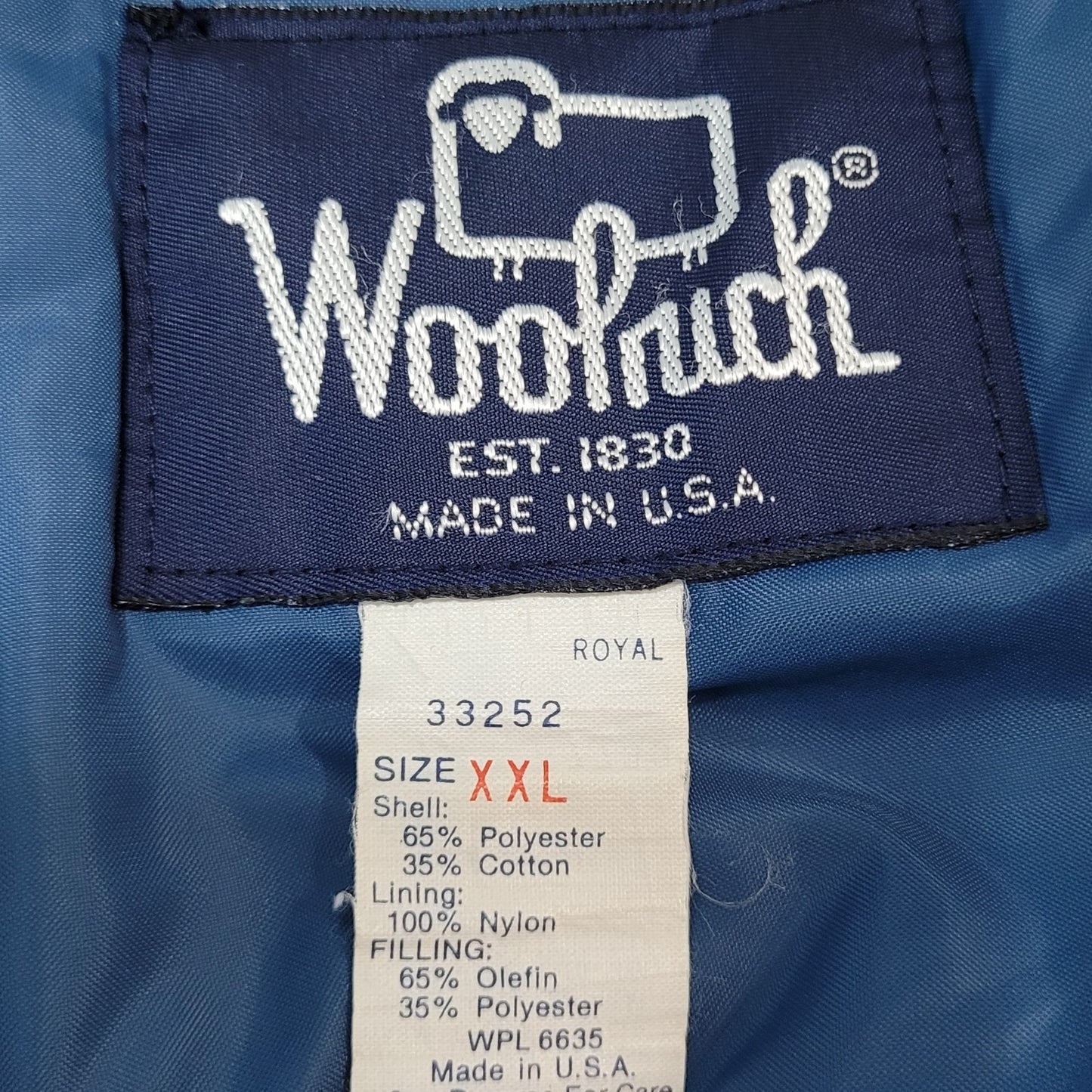 VTG Woolrich Blue Thinsulate Insulated Full Zip Jacket USA Made Size XXL