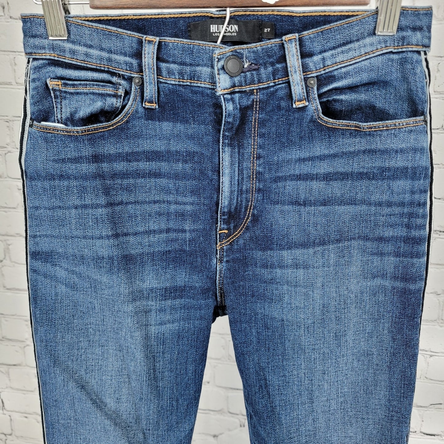 Hudson LA Blue Denim Barbara Super Skinny Mid Rise Stretch Jeans Size 27 (27x27)