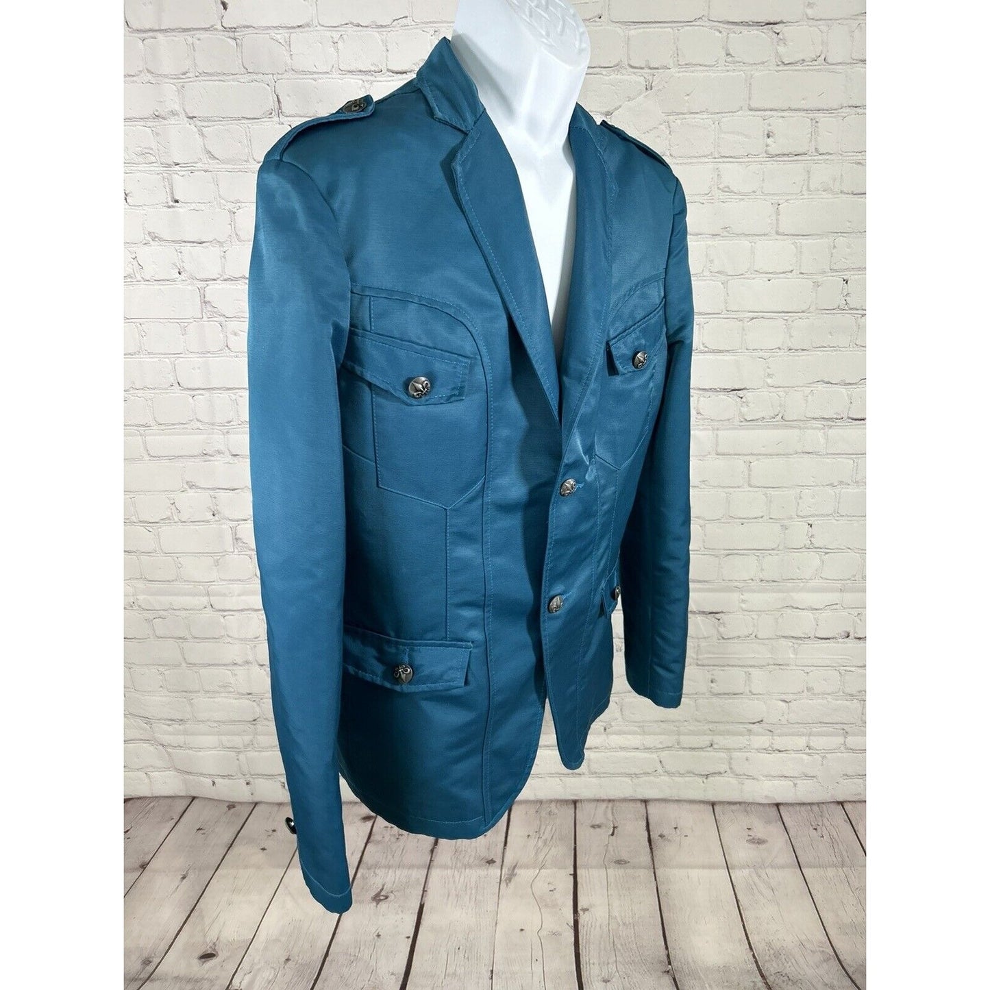 Vassari Los Angeles Blue Fleur De Lis Button Jacket Blazer Retro Men’s XL