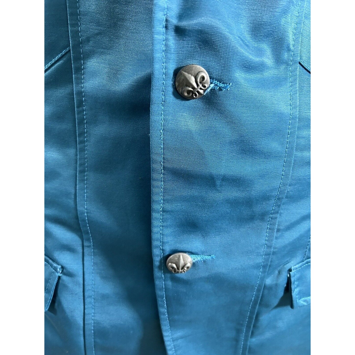 Vassari Los Angeles Blue Fleur De Lis Button Jacket Blazer Retro Men’s XL