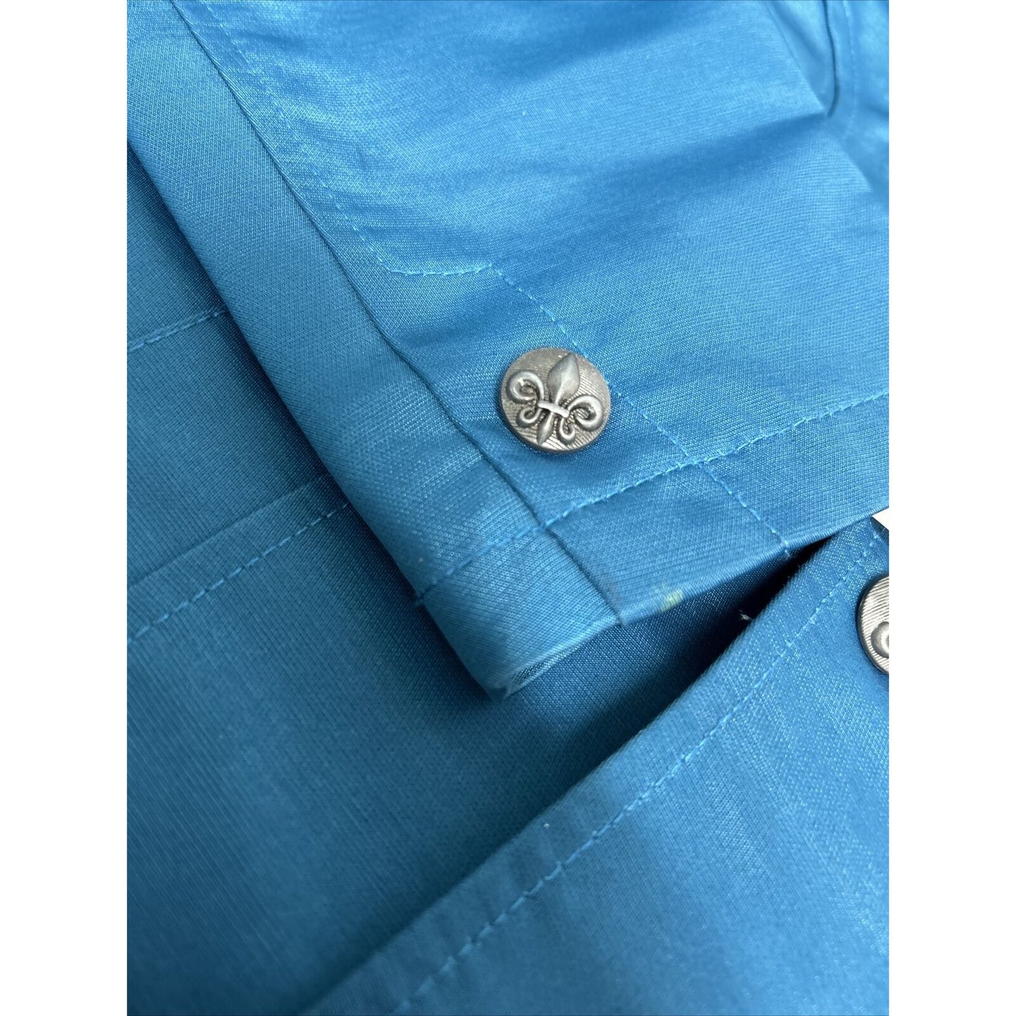 Vassari Los Angeles Blue Fleur De Lis Button Jacket Blazer Retro Men’s XL
