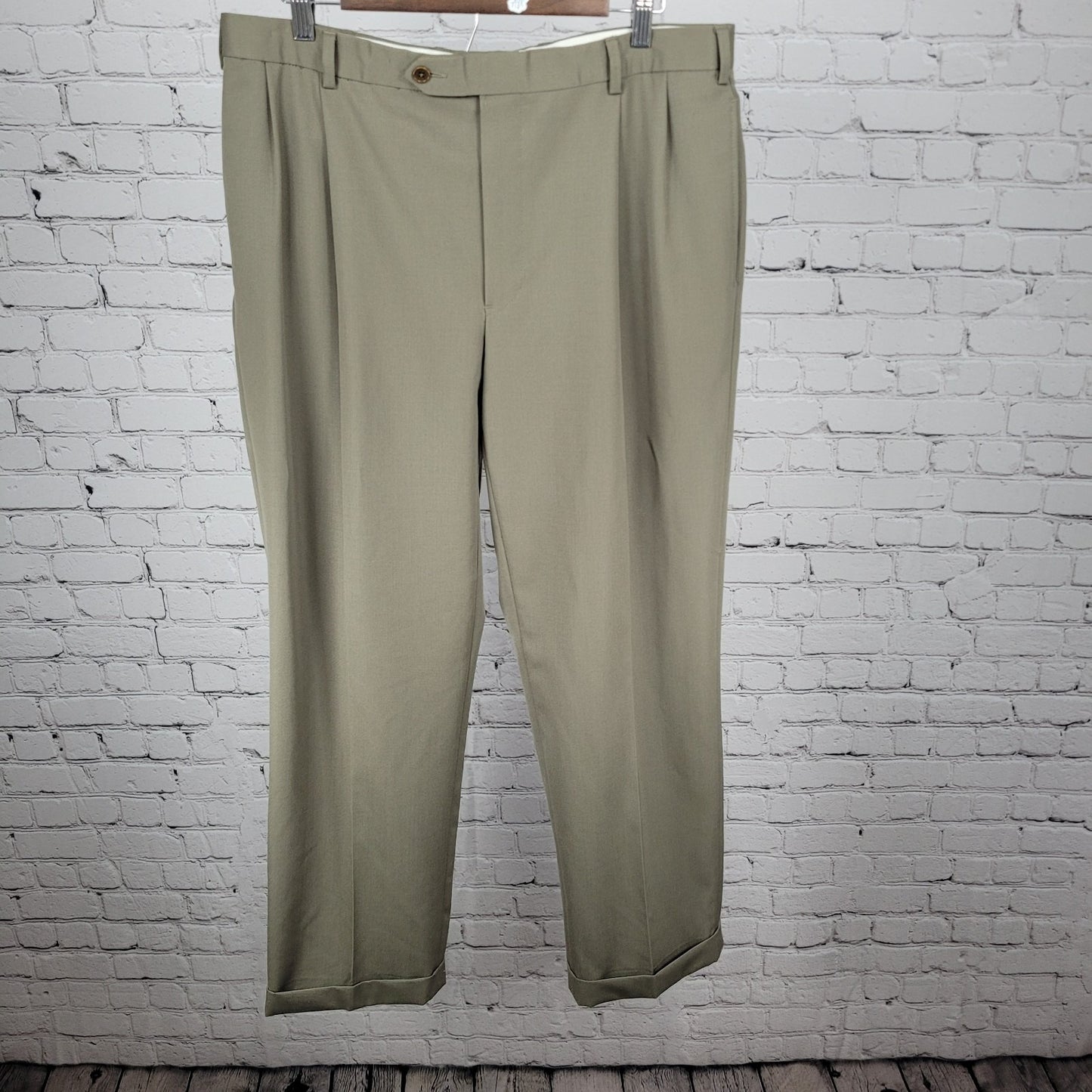 Brooks Brothers Brown 100% Wool 346 Pleated Dress Pants Size 38x32 (36x30)