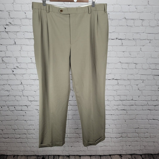 Brooks Brothers Brown 100% Wool 346 Pleated Dress Pants Size 38x32 (36x30)