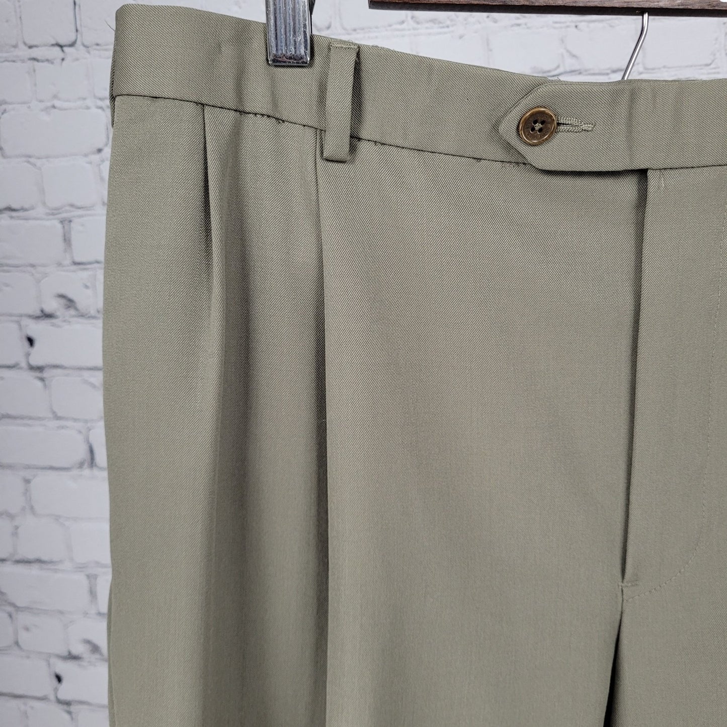 Brooks Brothers Brown 100% Wool 346 Pleated Dress Pants Size 38x32 (36x30)