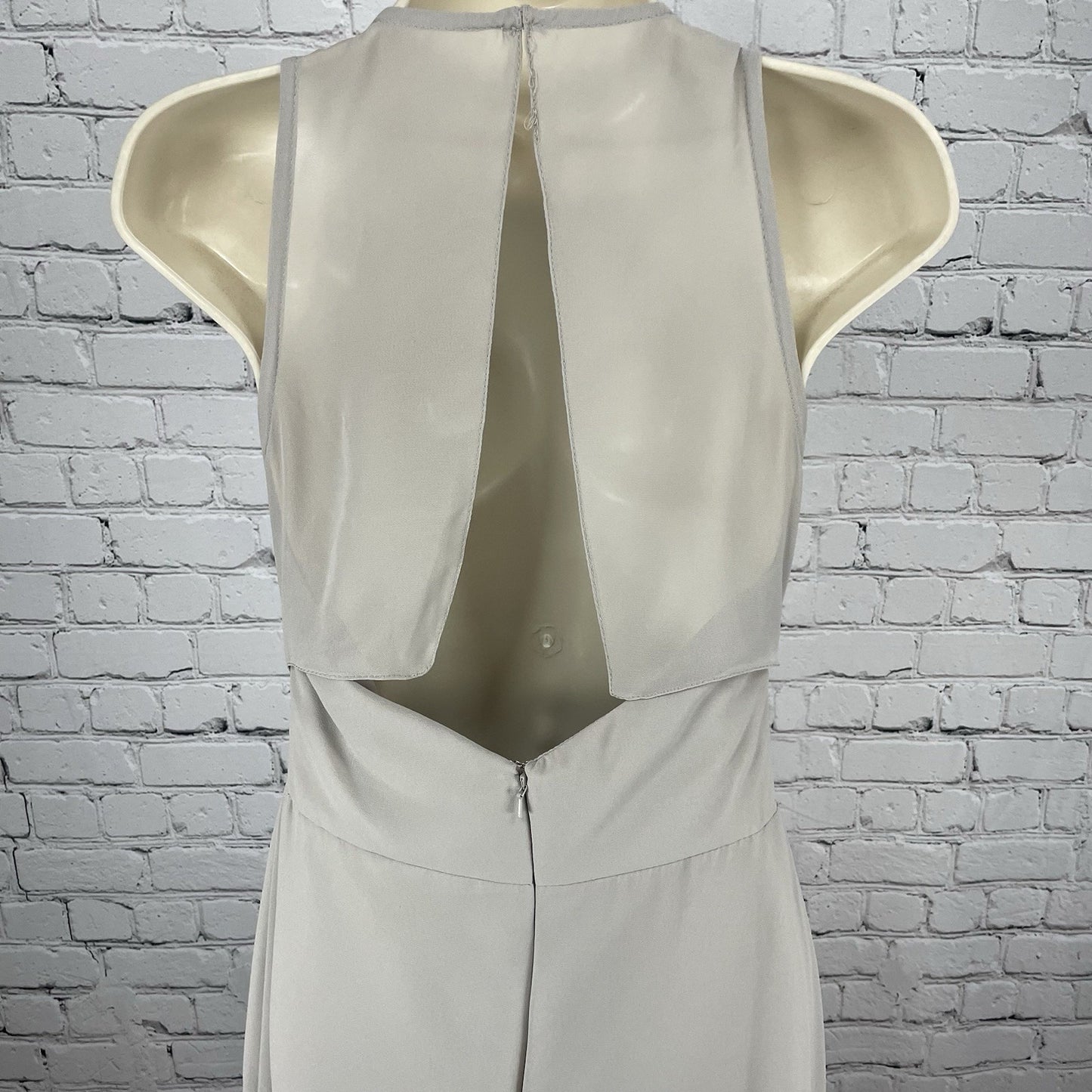 Bill Levkoff Grey Chiffon Sleeveless Padded A Line Prom Maxi Gown Dress Size 4