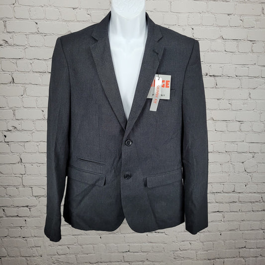 NWT EDGE WD.NY Grey Skinny Fit 2 Button Vented Notch Blazer Sport Coat Large L