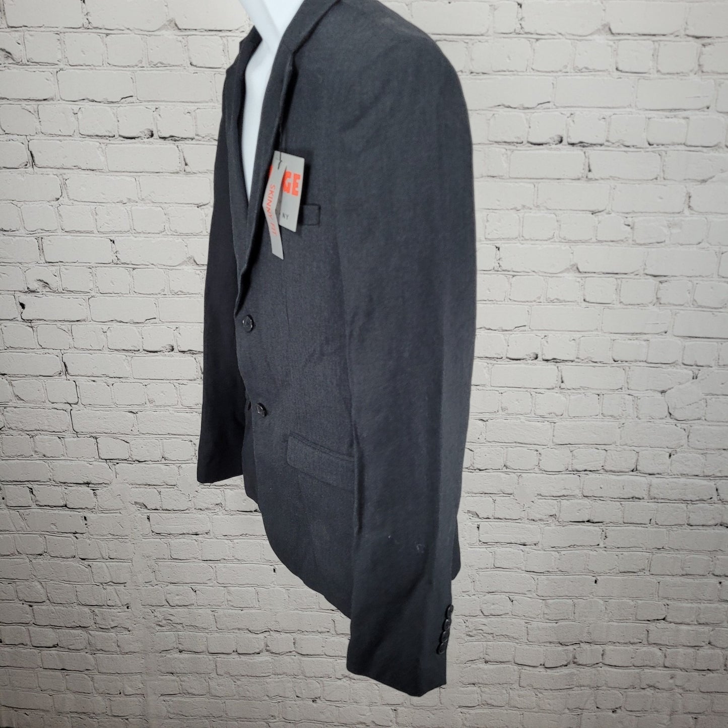 NWT EDGE WD.NY Grey Skinny Fit 2 Button Vented Notch Blazer Sport Coat Large L