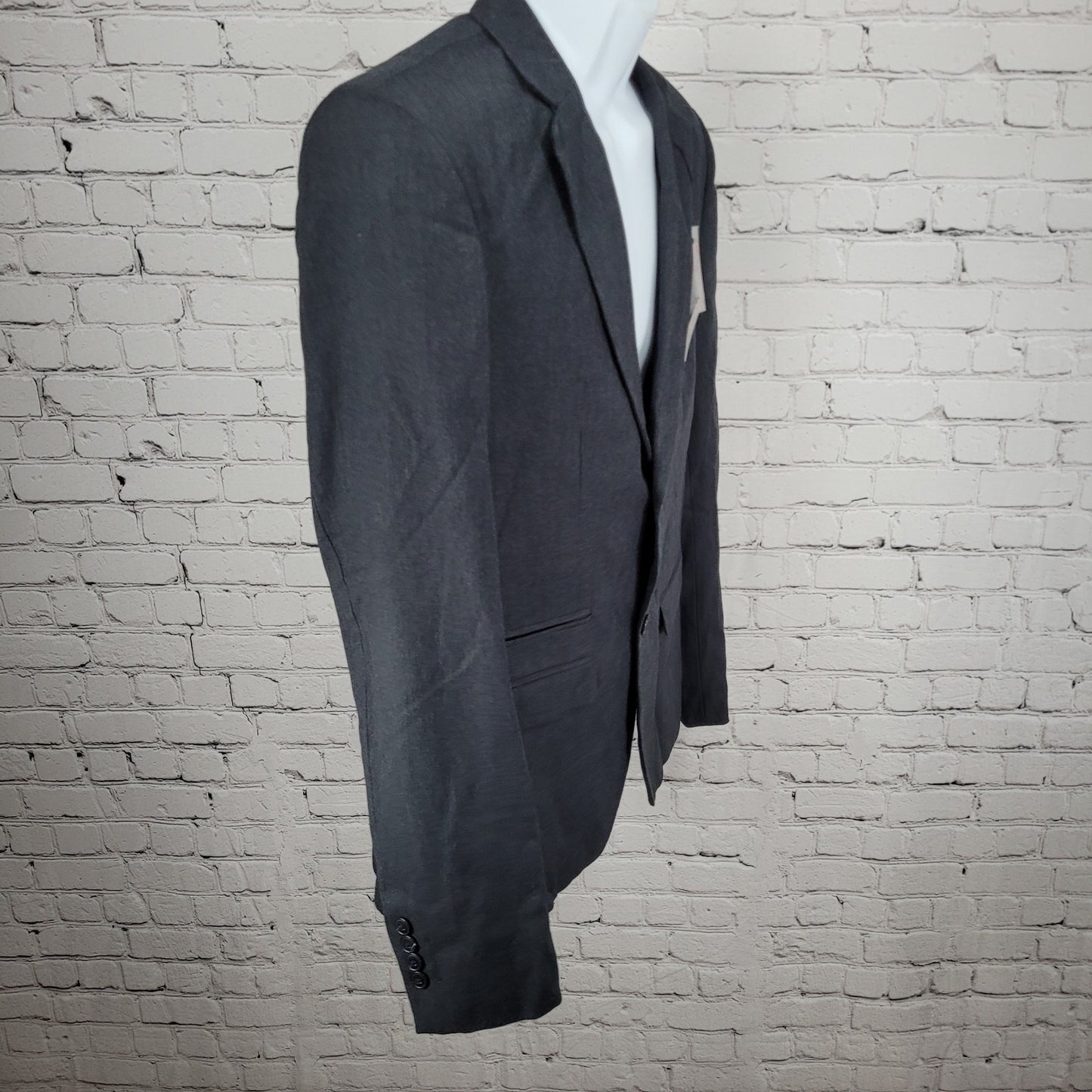 NWT EDGE WD.NY Grey Skinny Fit 2 Button Vented Notch Blazer Sport Coat Large L