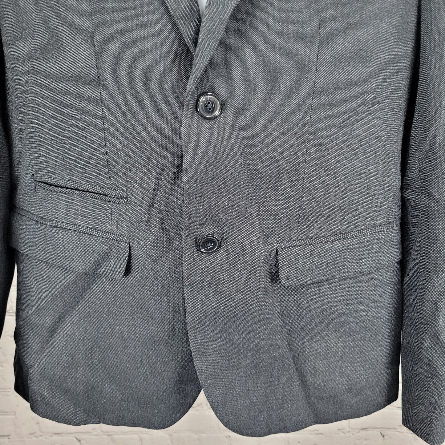 NWT EDGE WD.NY Grey Skinny Fit 2 Button Vented Notch Blazer Sport Coat Large L