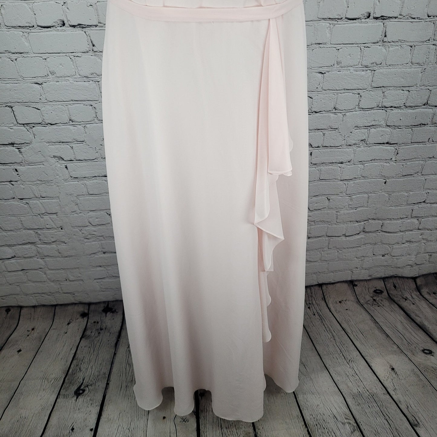 Azazie Pink Chiffon Empire Waist Strappy Padded Lined Maxi Gown Dress Size A6