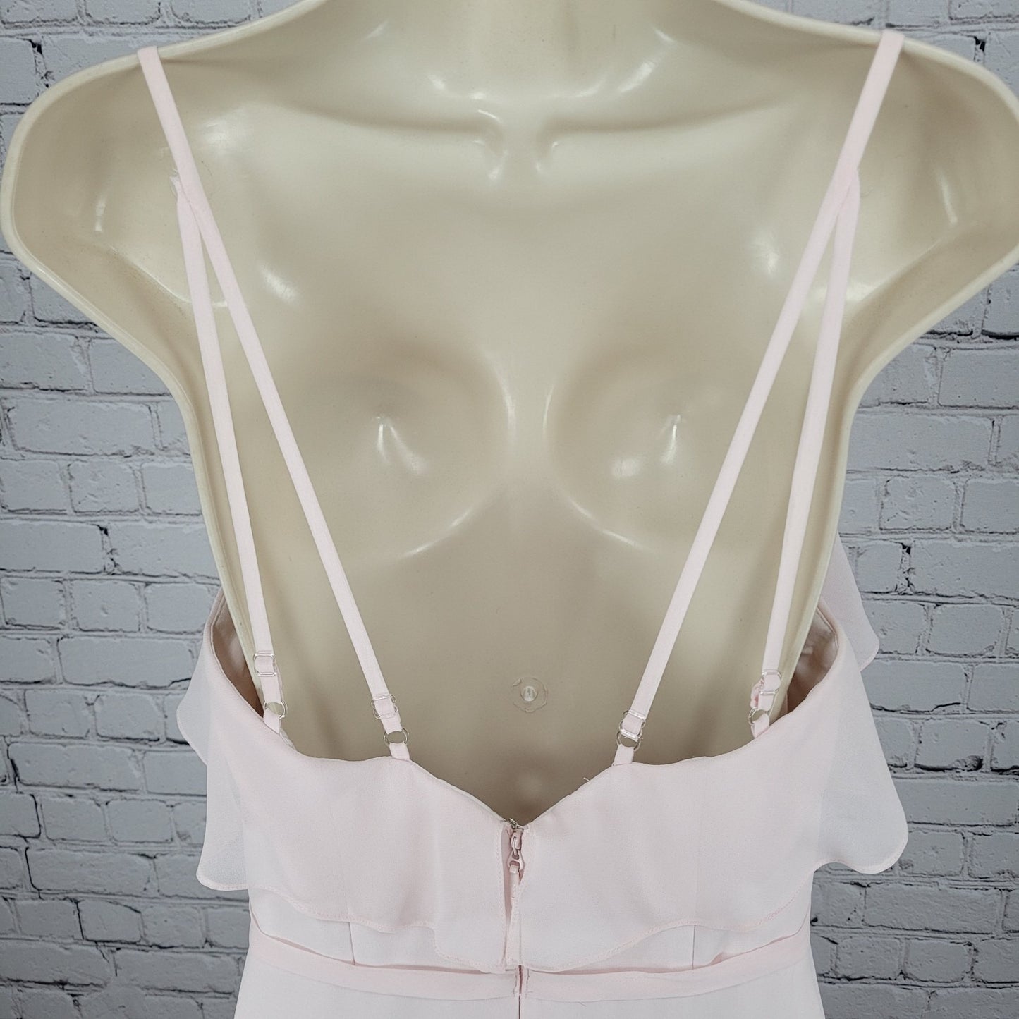 Azazie Pink Chiffon Empire Waist Strappy Padded Lined Maxi Gown Dress Size A6