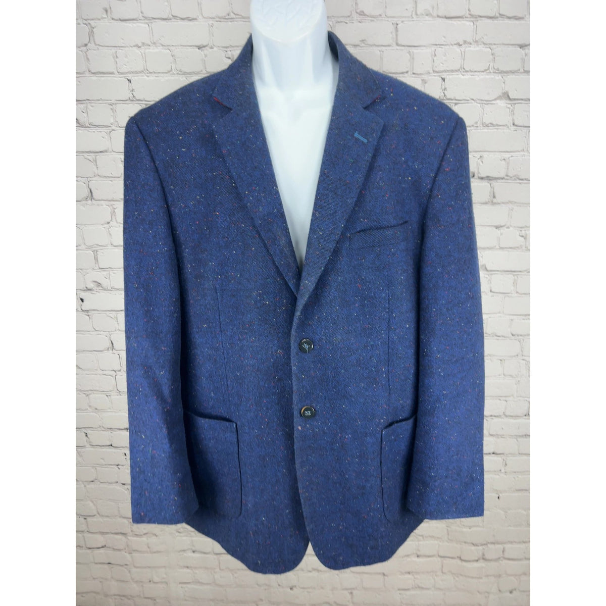 Southern Pines Blue Flecked Tweed 2 Button Sport Coat Blazer Paisley Lined XL