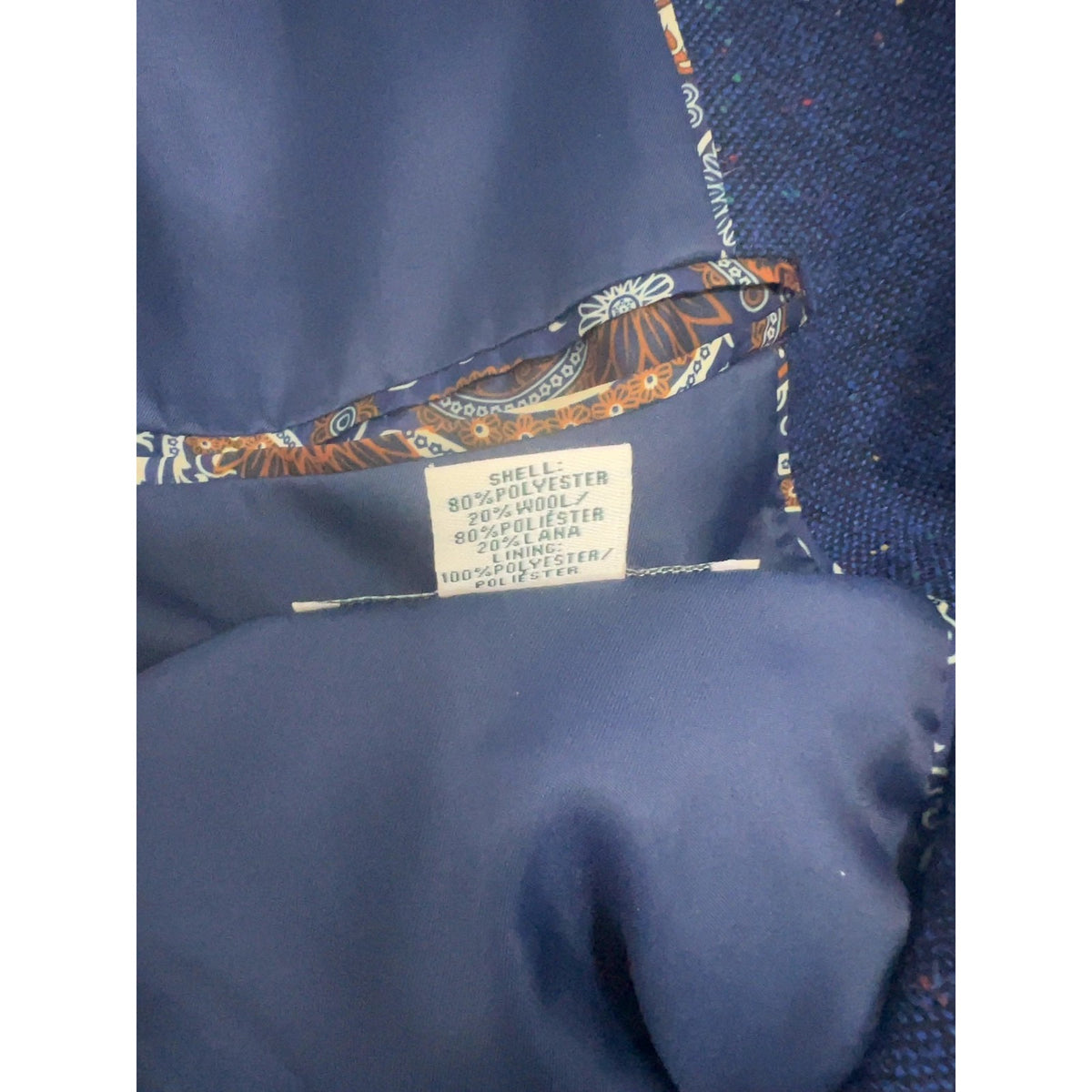 Southern Pines Blue Flecked Tweed 2 Button Sport Coat Blazer Paisley Lined XL