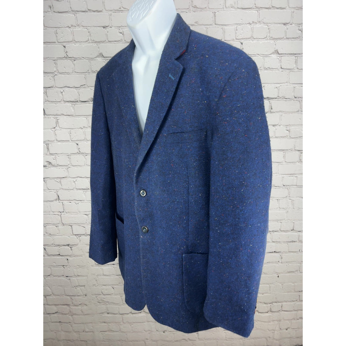 Southern Pines Blue Flecked Tweed 2 Button Sport Coat Blazer Paisley Lined XL