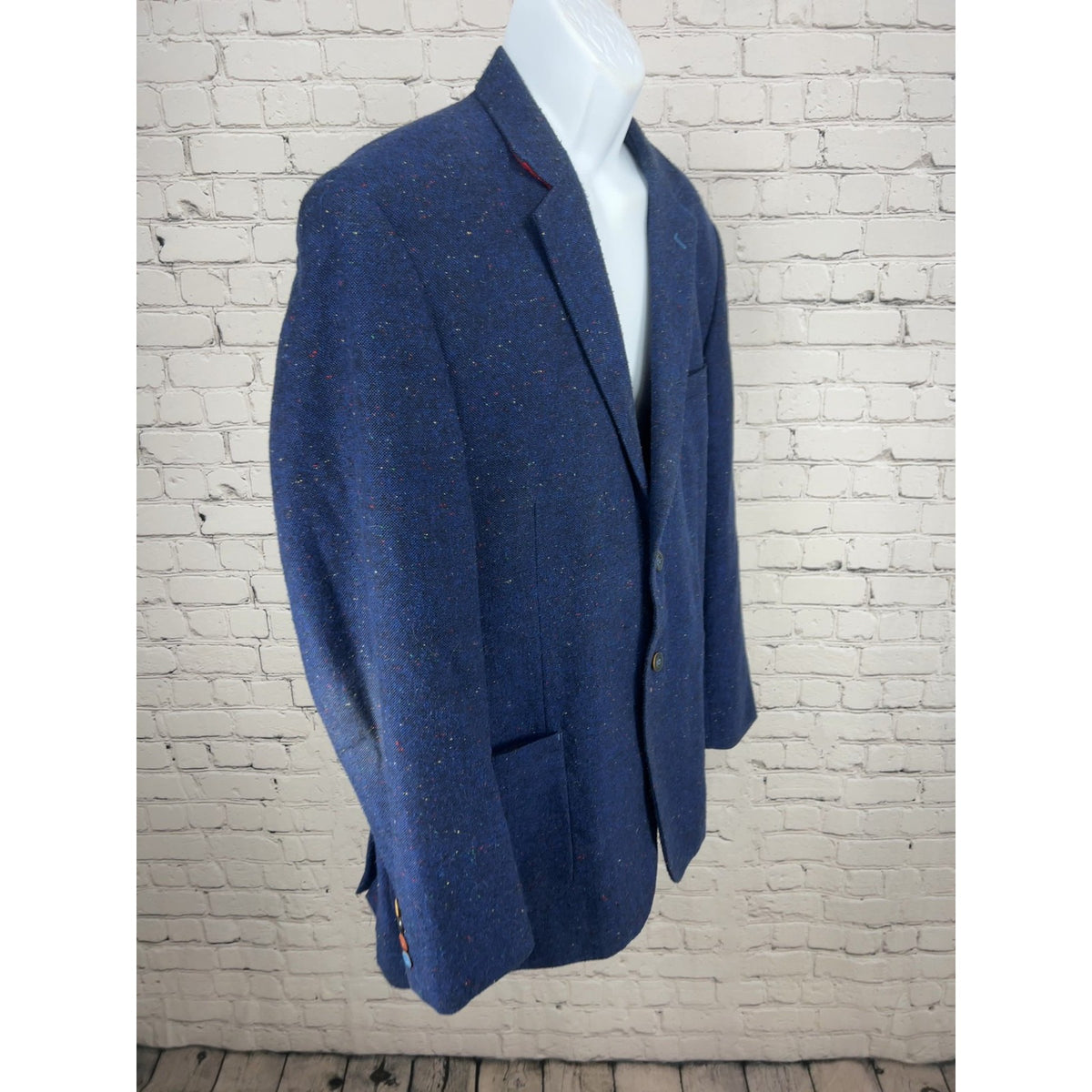 Southern Pines Blue Flecked Tweed 2 Button Sport Coat Blazer Paisley Lined XL