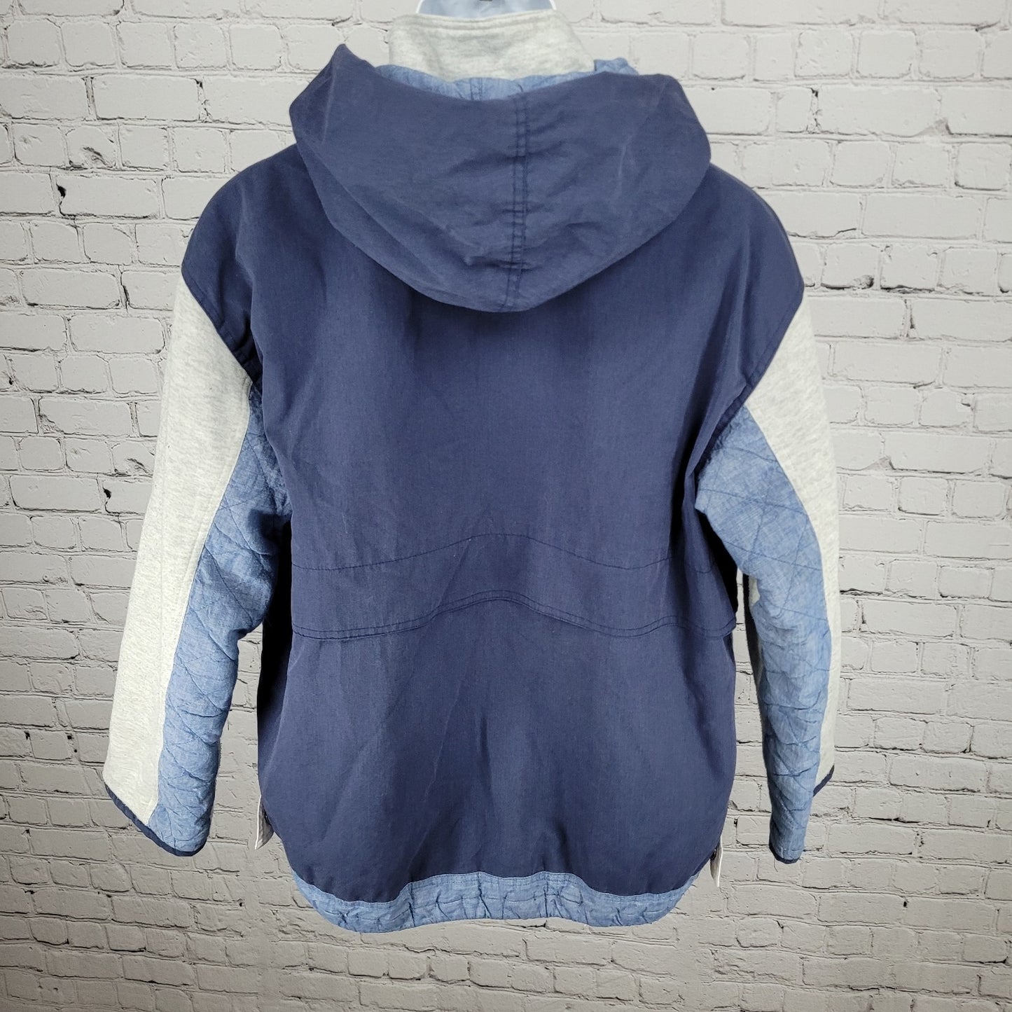 VTG Andy Johns Blue Retro Hooded Insulated Quilted Layered Jacket Size Medium M