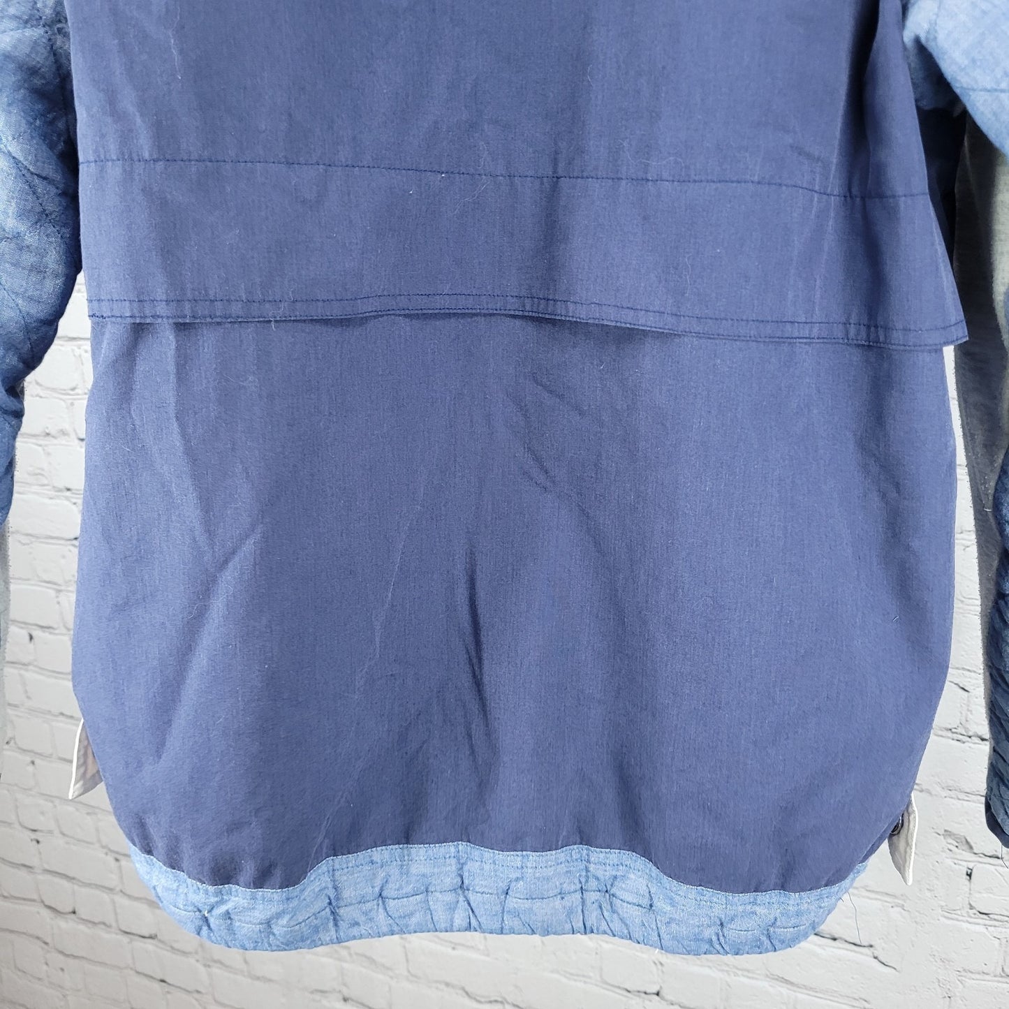 VTG Andy Johns Blue Retro Hooded Insulated Quilted Layered Jacket Size Medium M