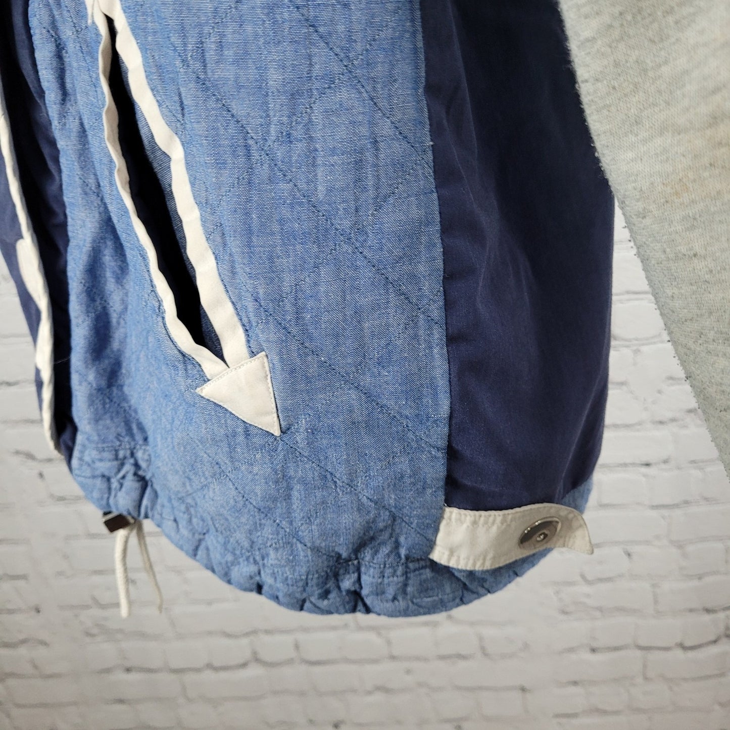 VTG Andy Johns Blue Retro Hooded Insulated Quilted Layered Jacket Size Medium M