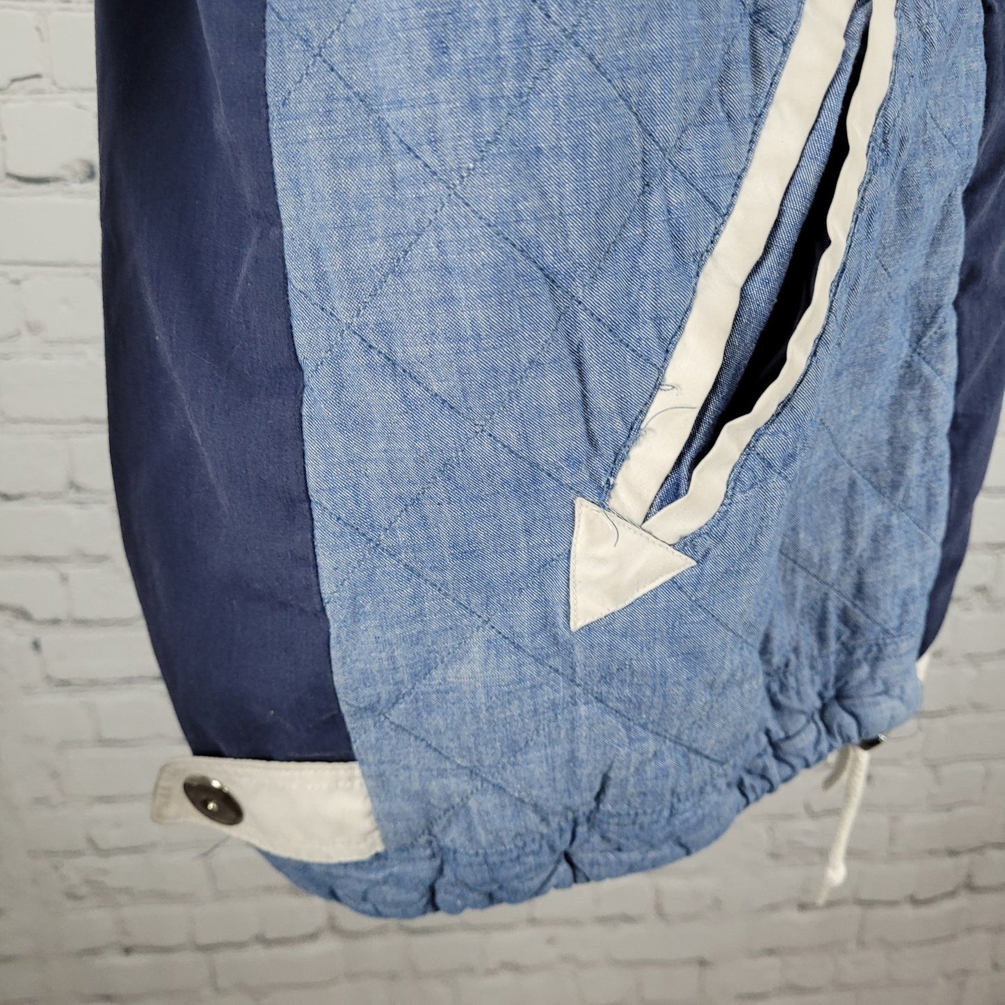 VTG Andy Johns Blue Retro Hooded Insulated Quilted Layered Jacket Size Medium M