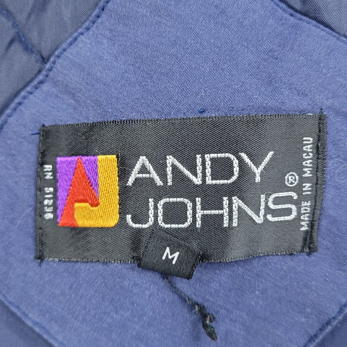VTG Andy Johns Blue Retro Hooded Insulated Quilted Layered Jacket Size Medium M