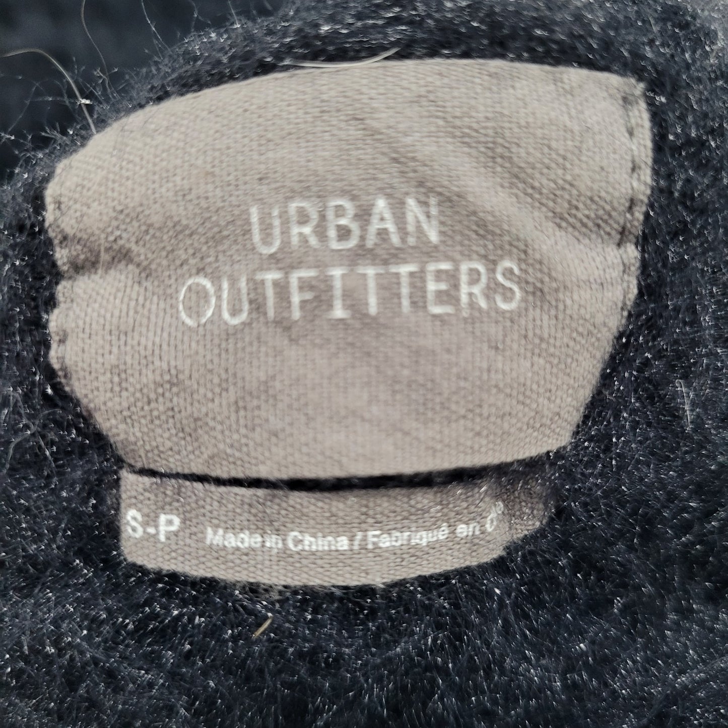 Urban Outfitters Black Faux Fur Long Sleeve Plunge Pullover Sweater Small S
