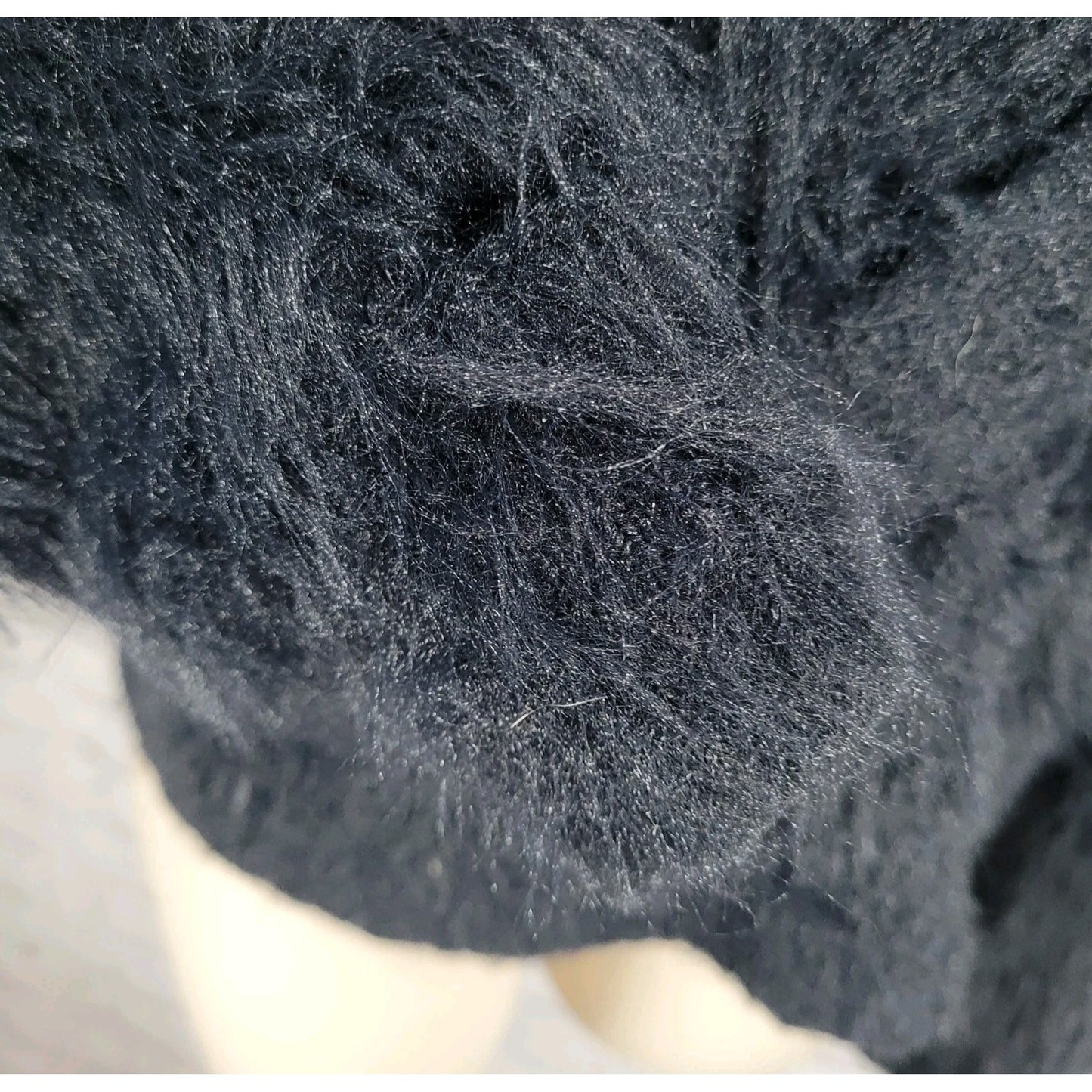 Urban Outfitters Black Faux Fur Long Sleeve Plunge Pullover Sweater Small S