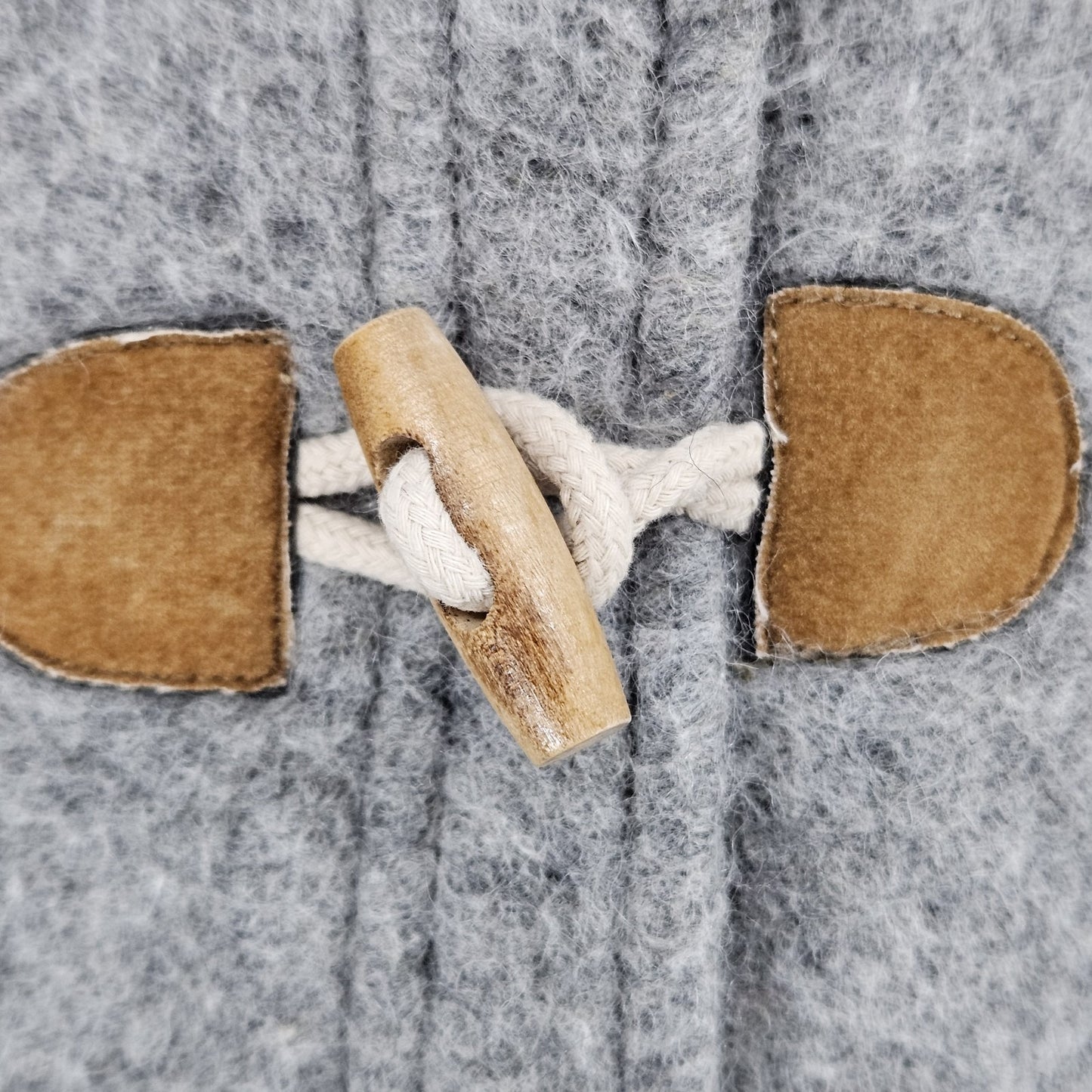 Mini Boden Grey Wool Blend Hooded Quilted Lined Toggle Zip Coat Kids 9-10Y