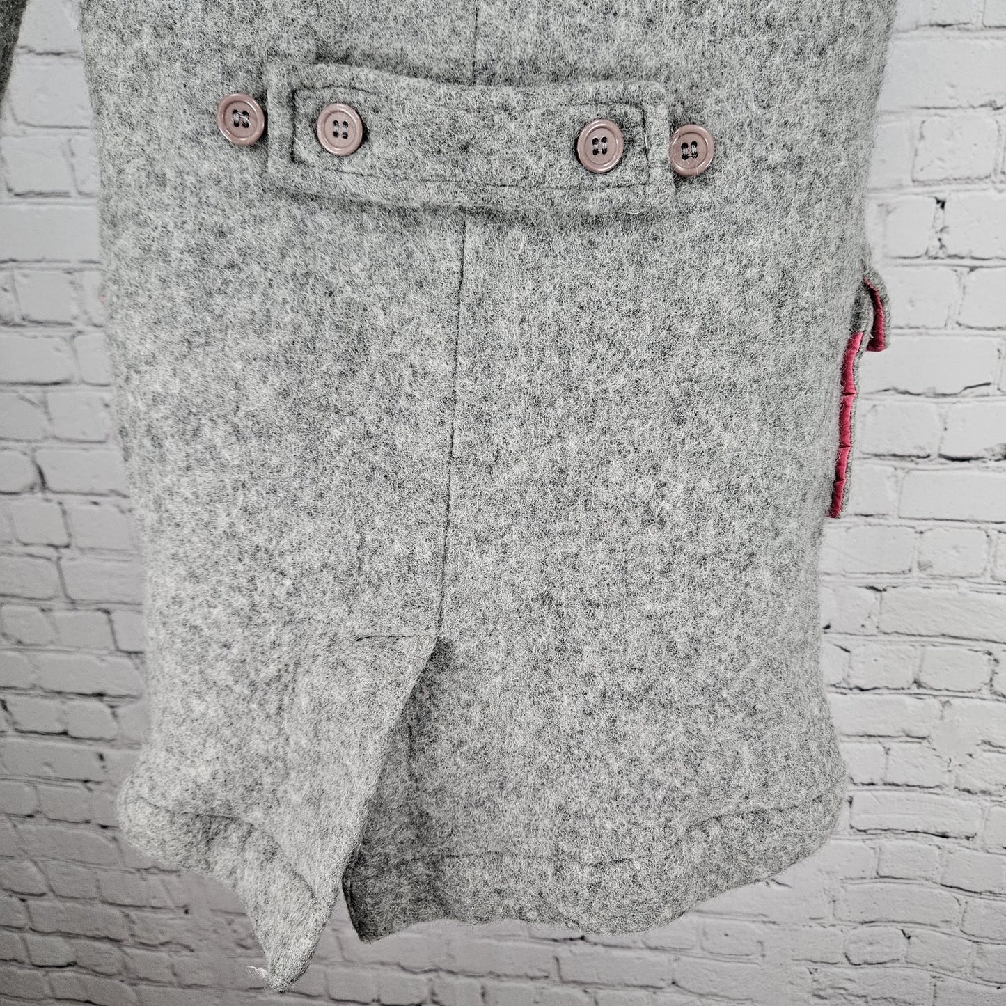 Mini Boden Grey Wool Blend Hooded Quilted Lined Toggle Zip Coat Kids 9-10Y