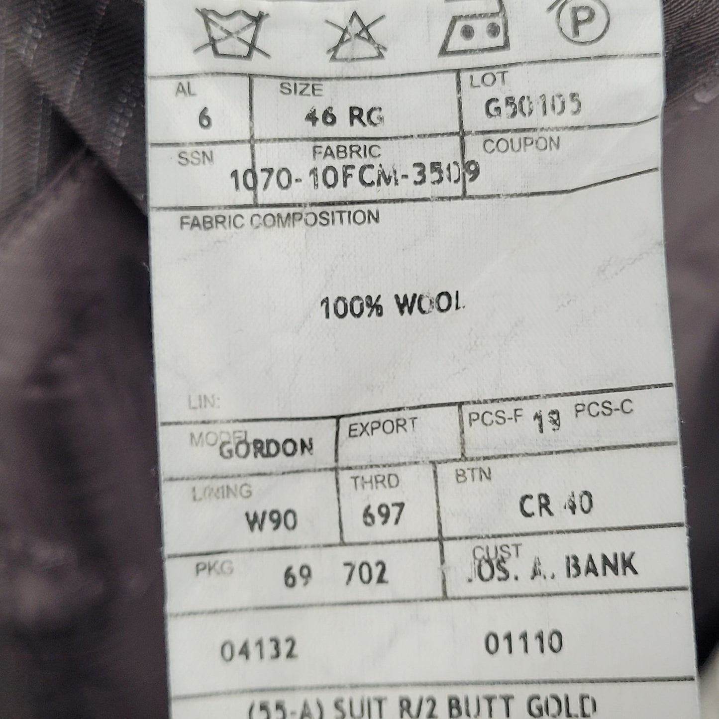 Jos A Bank Brown 100% Wool Gordon Signature Gold Notch Blazer Sport Coat 46R