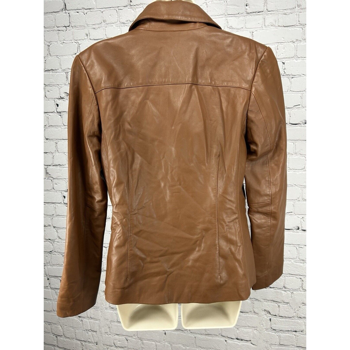 Bod And Christensen Brown Leather Long Sleeve Women’s Jacket Size Small S
