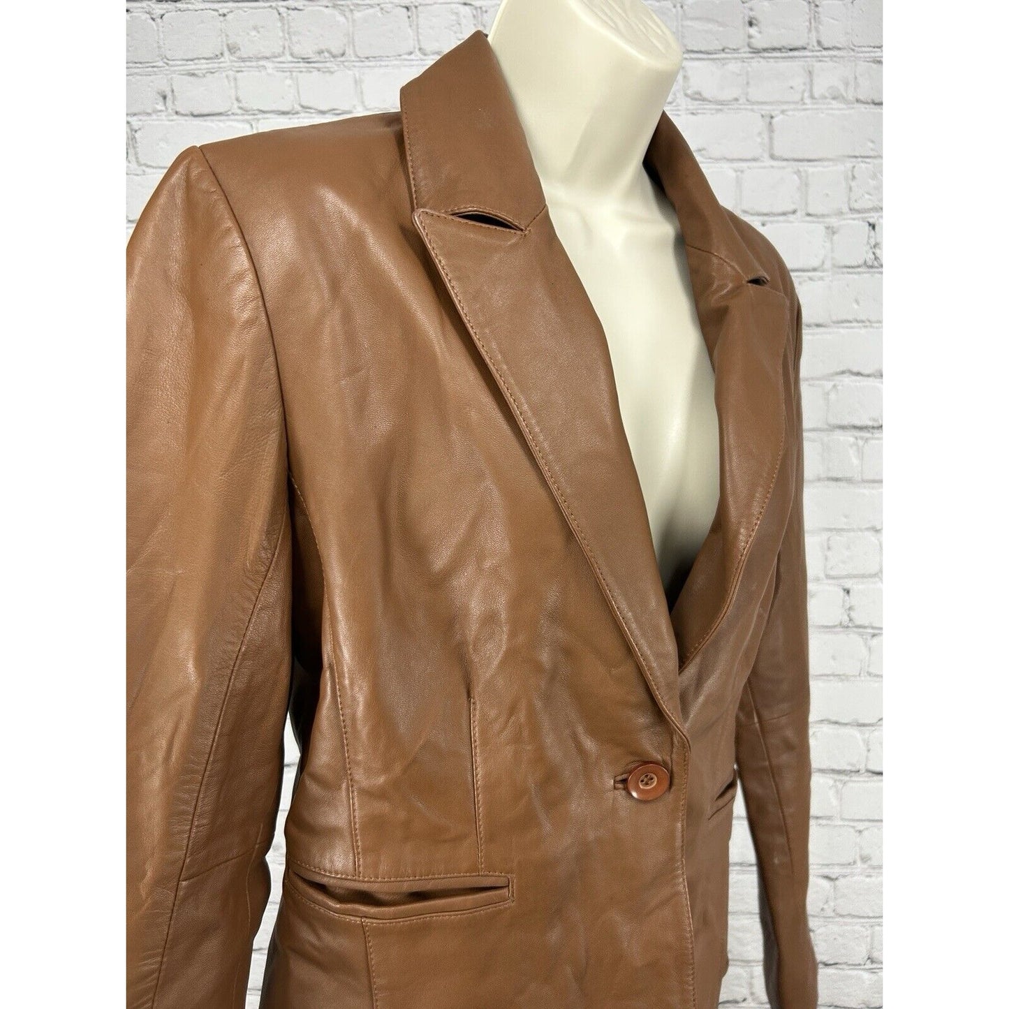Bod And Christensen Brown Leather Long Sleeve Women’s Jacket Size Small S