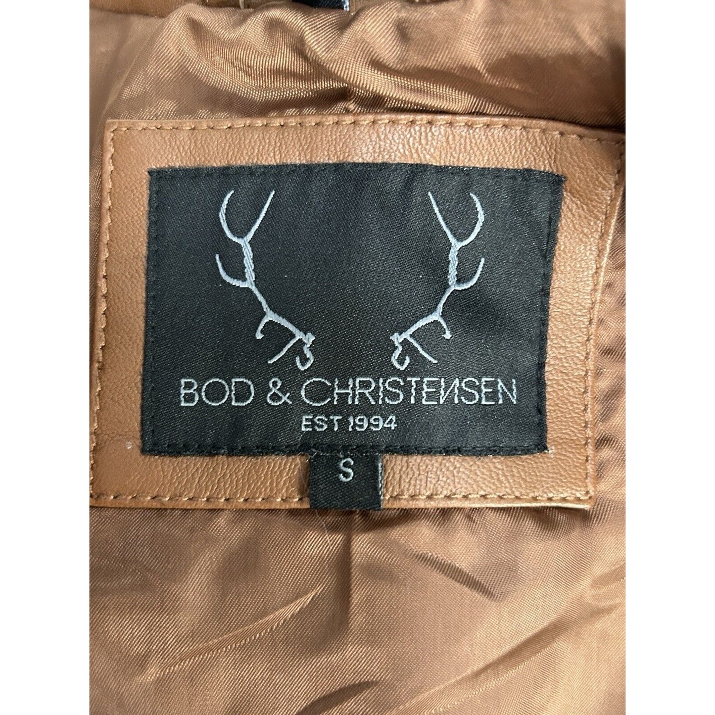 Bod And Christensen Brown Leather Long Sleeve Women’s Jacket Size Small S