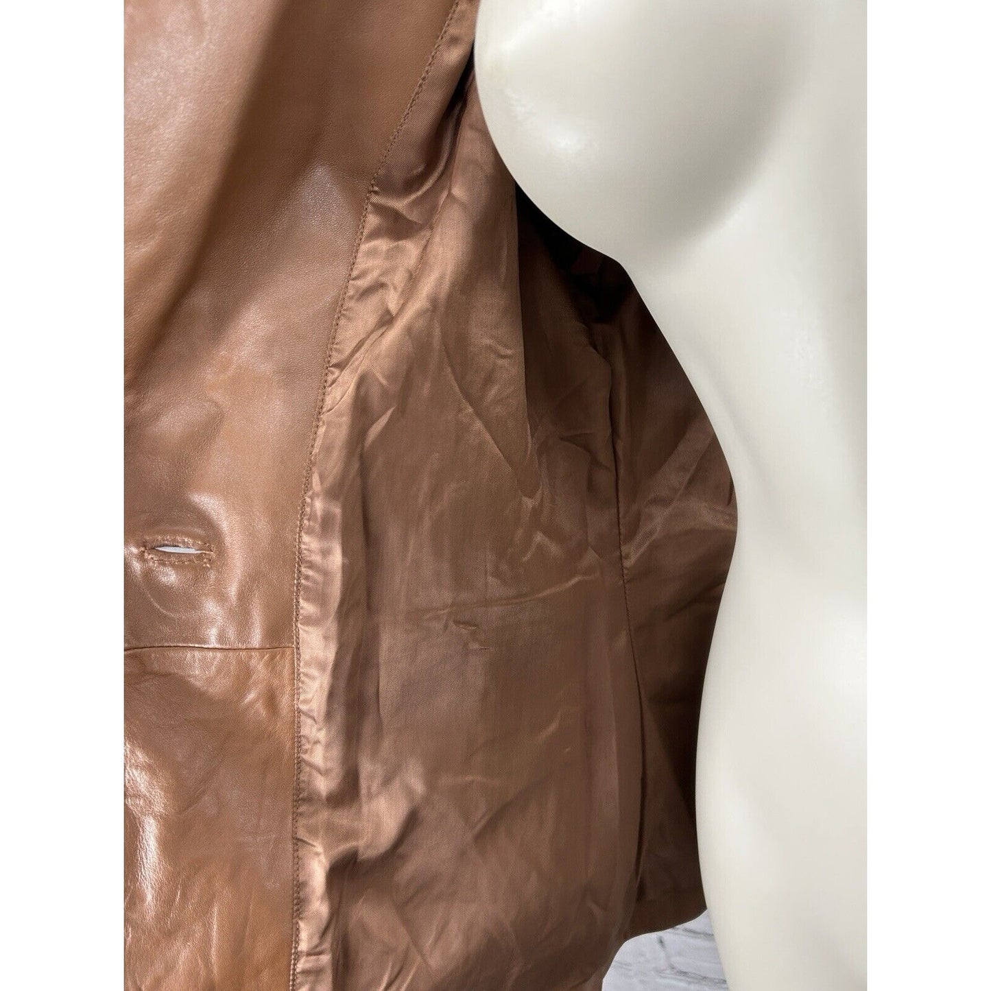 Bod And Christensen Brown Leather Long Sleeve Women’s Jacket Size Small S
