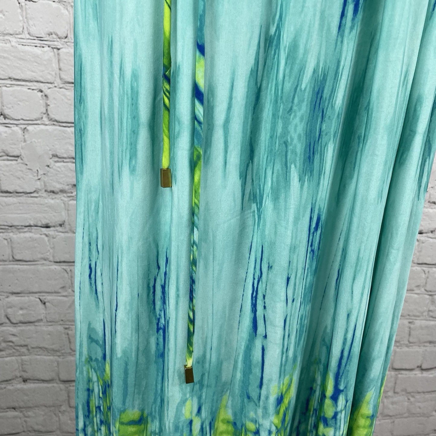 Sandra Darren Blue Green Tie Dye Sleeveless Lightweight Stretch Maxi Dress 12
