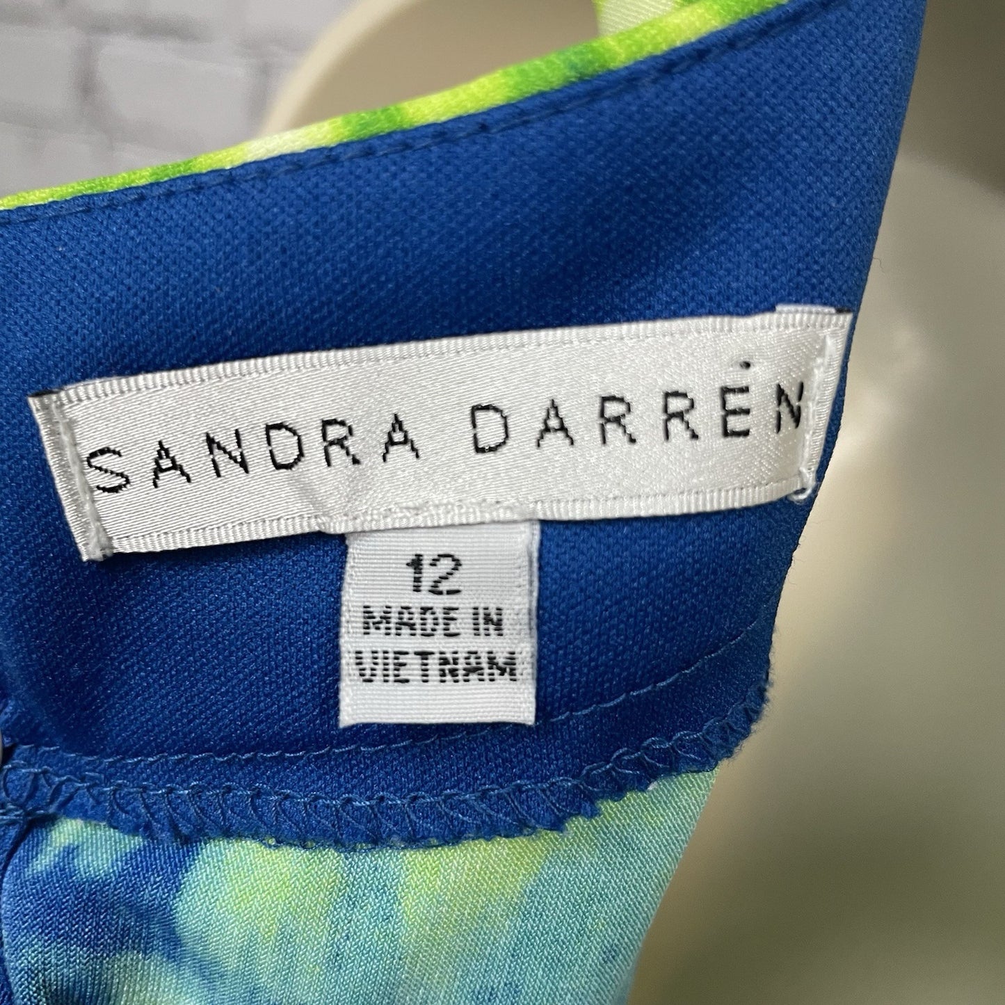 Sandra Darren Blue Green Tie Dye Sleeveless Lightweight Stretch Maxi Dress 12