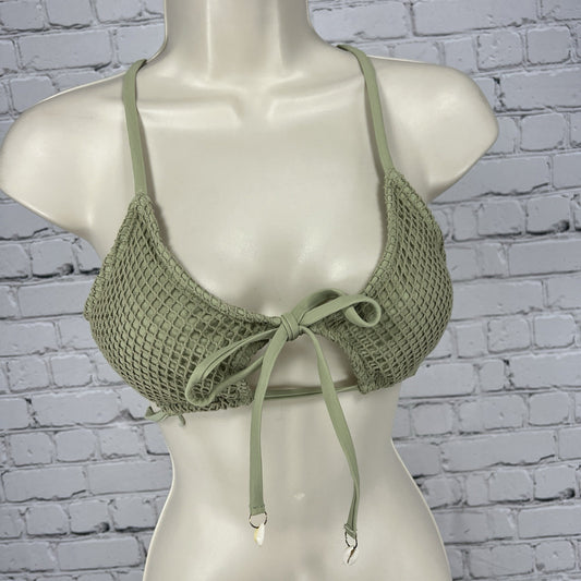 Seamolly Zaful Green Fishnet Seashell Bikini Top Front Tie Adjustable Size US 6